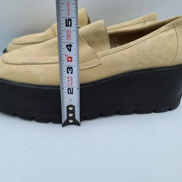 Free People Nico Platform Loafers Cappuccino Suede US 10/EU 41 Chunky Wedge NWOB - Picture 7 of 13
